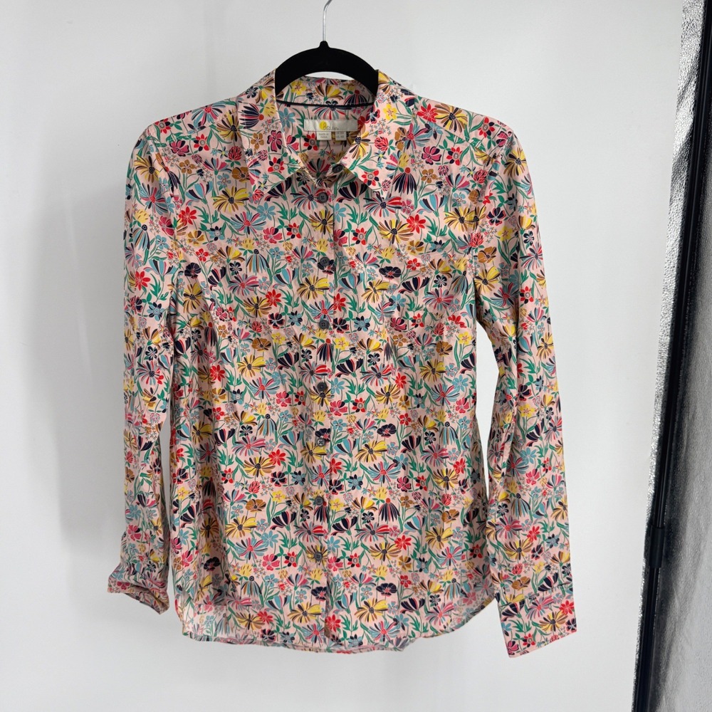 Boden Womens Pink Floral Cotton Button Down Shirt T0815 US 4R Print Fun 4 Top